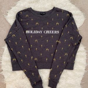 Fifth Sun Holiday Cheers Cropped Sweatshirt